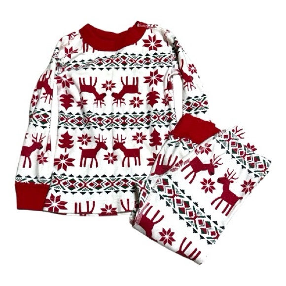 Hanna Anderson Kids Christmas Long Sleeve Pants Pajama Set Size 90 US 3T Holiday - Picture 1 of 3
